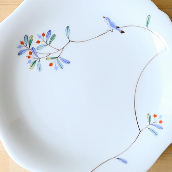 香蘭社 小鳥の詩 ペア中皿 有田焼 皿 食器 セット おしゃれ プレート