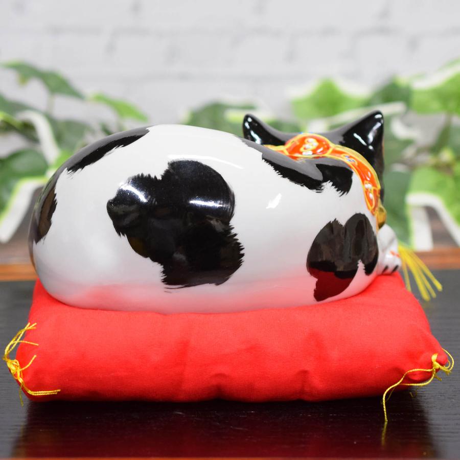 九谷焼 招き猫 置物 風水 眠り猫 白黒くん : 和座倶楽部 - 通販