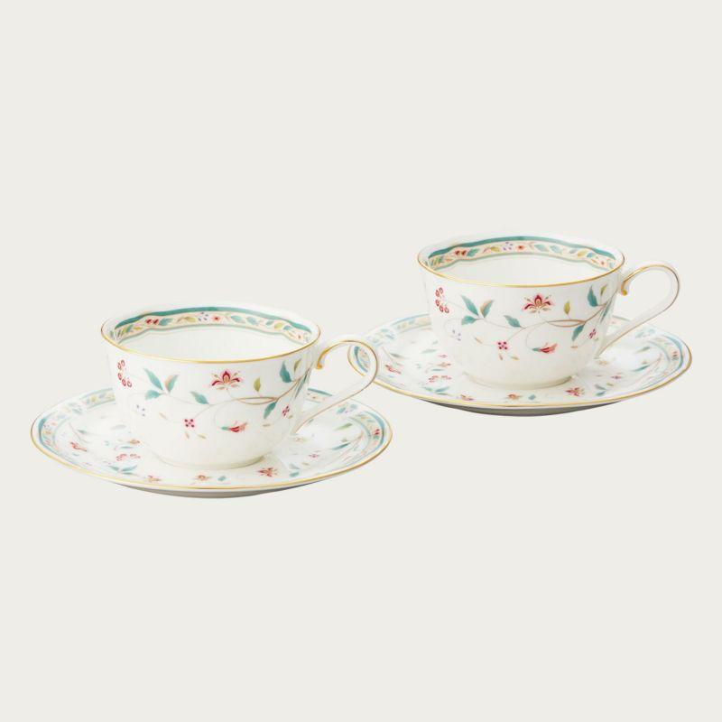 ノリタケ Noritake 花更紗 ティー・コーヒー碗皿ペア カップ＆ソーサー