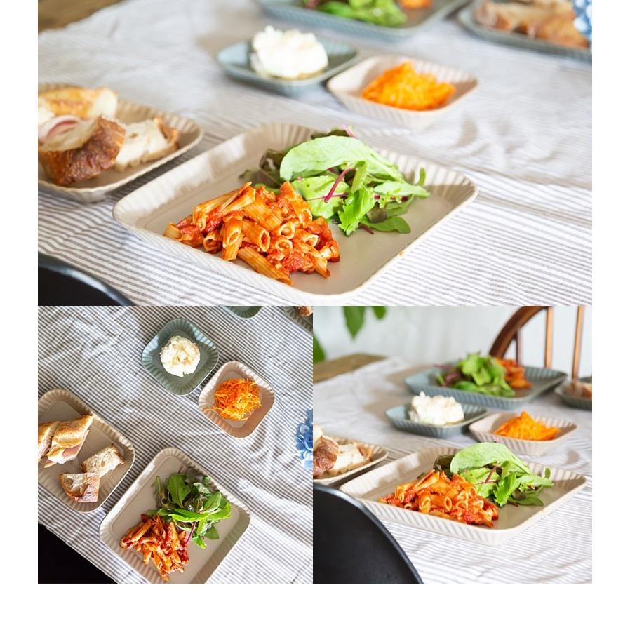 波佐見焼 プレート 和山窯 プリーツ 長皿 サンドイッチ 朝食プレート