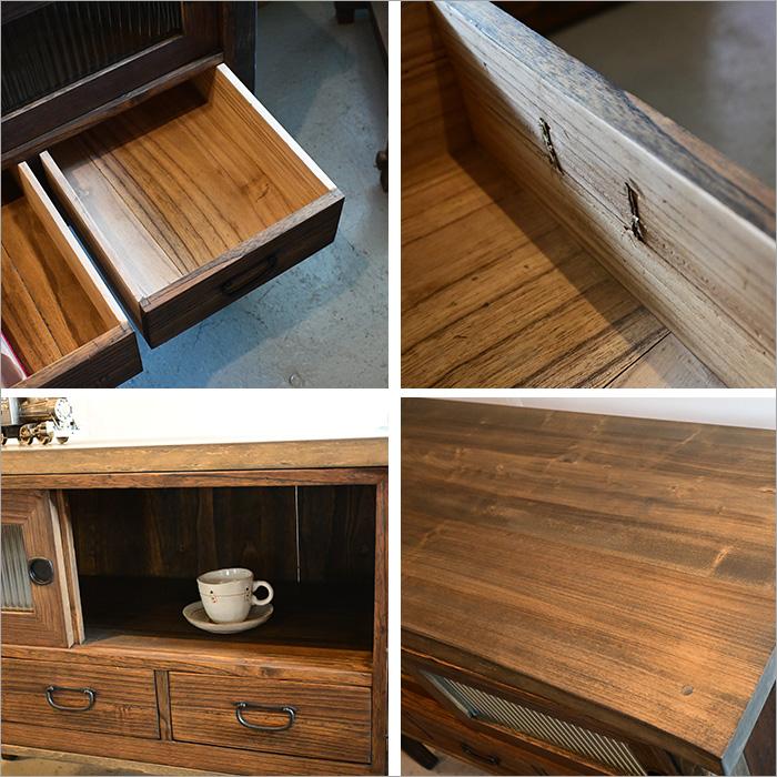 桐箪笥 リメイク チェスト 和箪笥 ガラスキャビネット 幅100cm 古家具