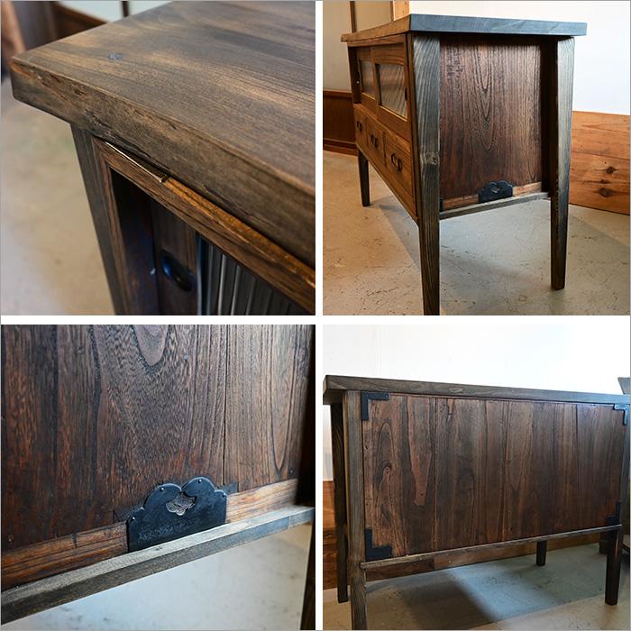 桐箪笥 リメイク チェスト 和箪笥 ガラスキャビネット 幅100cm 古家具