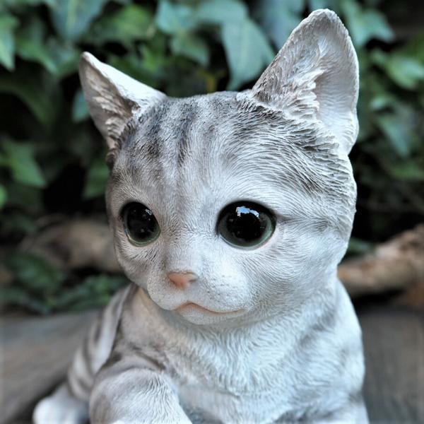 猫の置物 じゃれ合う猫2匹セット サバ白 31356HH7376