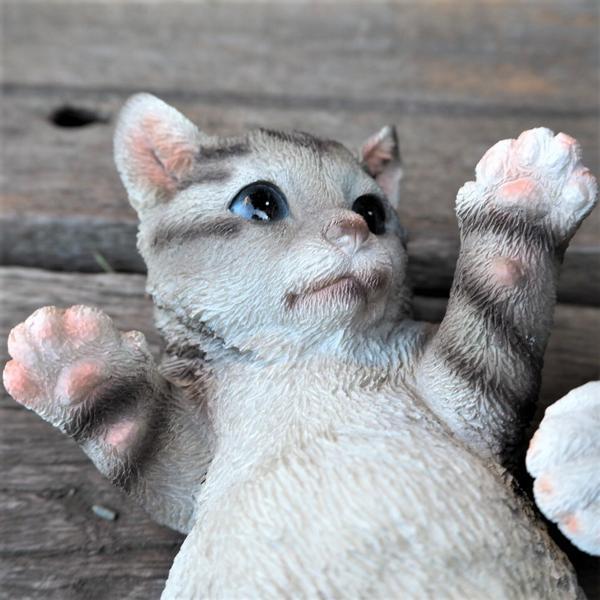 猫の置物 じゃれ合う猫2匹セット サバ白 31356HH7376