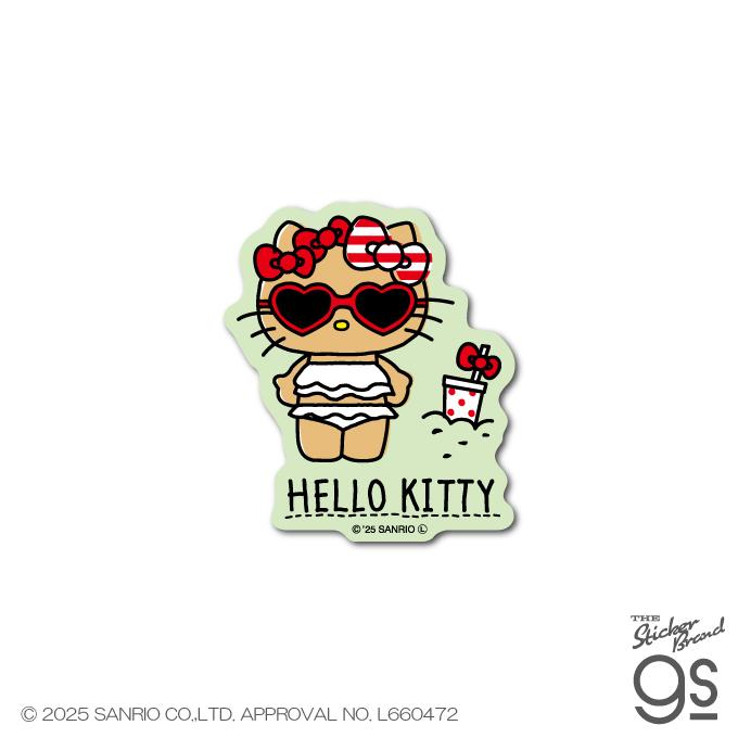 日焼けハローキティ ダイカットミニステッカー サングラス 夏 海