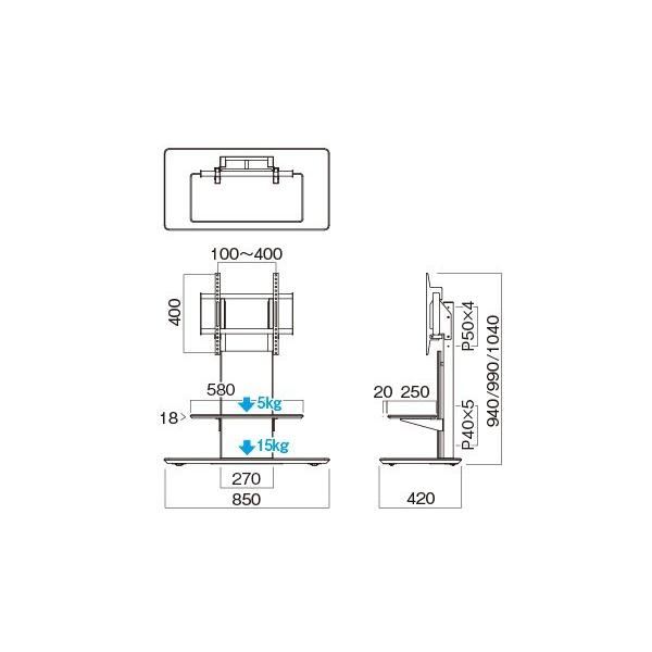 KF-970 〜65インチ用テレビスタンド ハヤミ工産 TIMEZ KFシリーズ