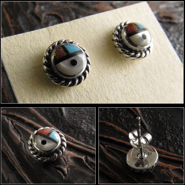 インディアンジュエリー ピアス シルバー925 サンフェイス/ターコイズ