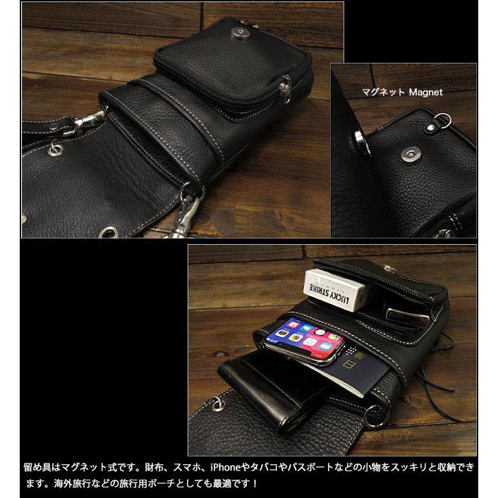 レザー ウエストポーチ ヒップポーチ／バッグ ベルトポーチ 本革