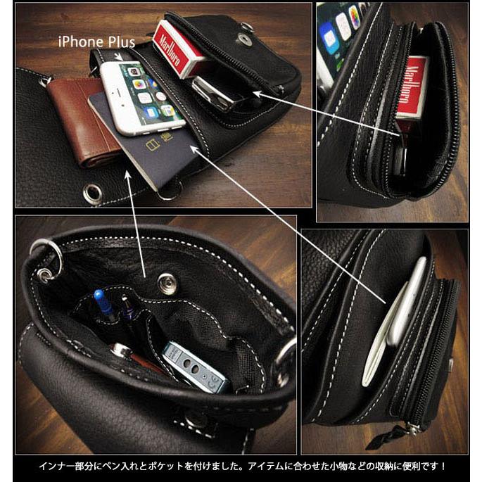 レザー ウエストポーチ ヒップポーチ／バッグ ベルトポーチ 本革