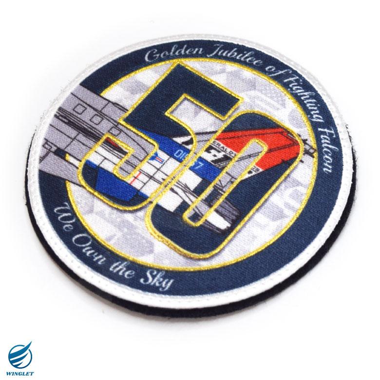 アメリカ空軍 F-16 戦闘機 初飛行 50周年記念 刺繍 パッチ 両面