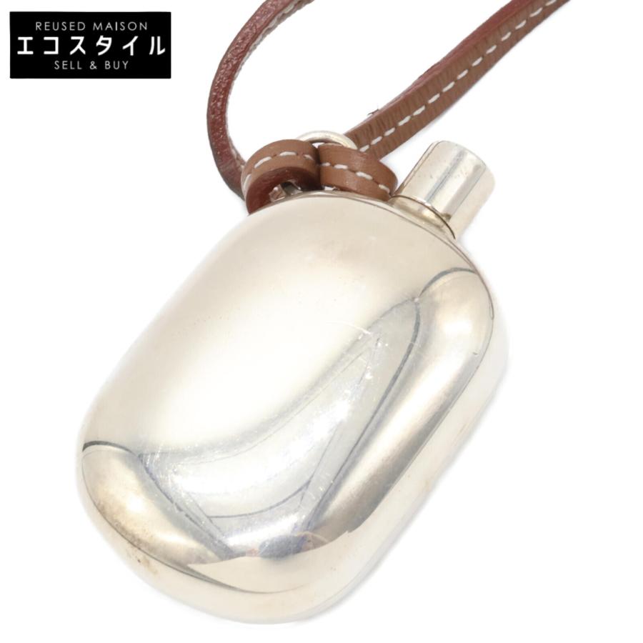 HERMES エルメス 925 香水 パフュームボトル ペンダントトップ レザー