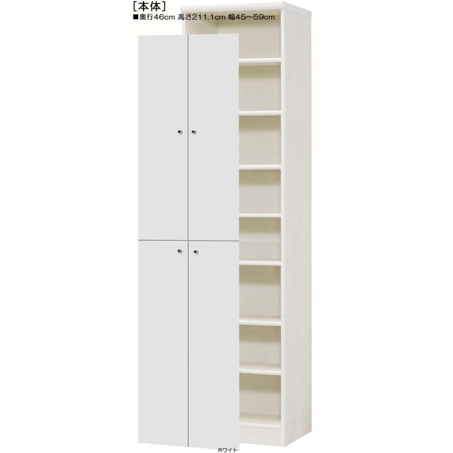 全面扉壁面収納 高さ211．1cm幅45〜59cm奥行46cm 上下