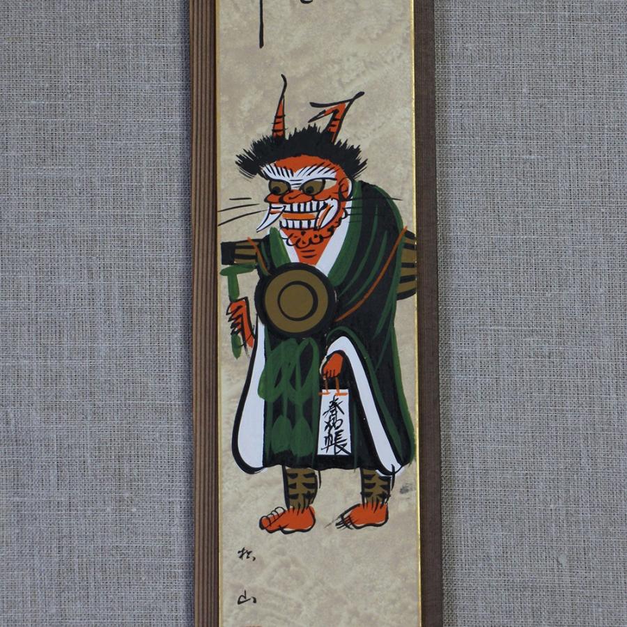 大津絵 泥地短冊掛セット「鬼の寒念仏」肉筆｜大津絵の店 滋賀県 伝統