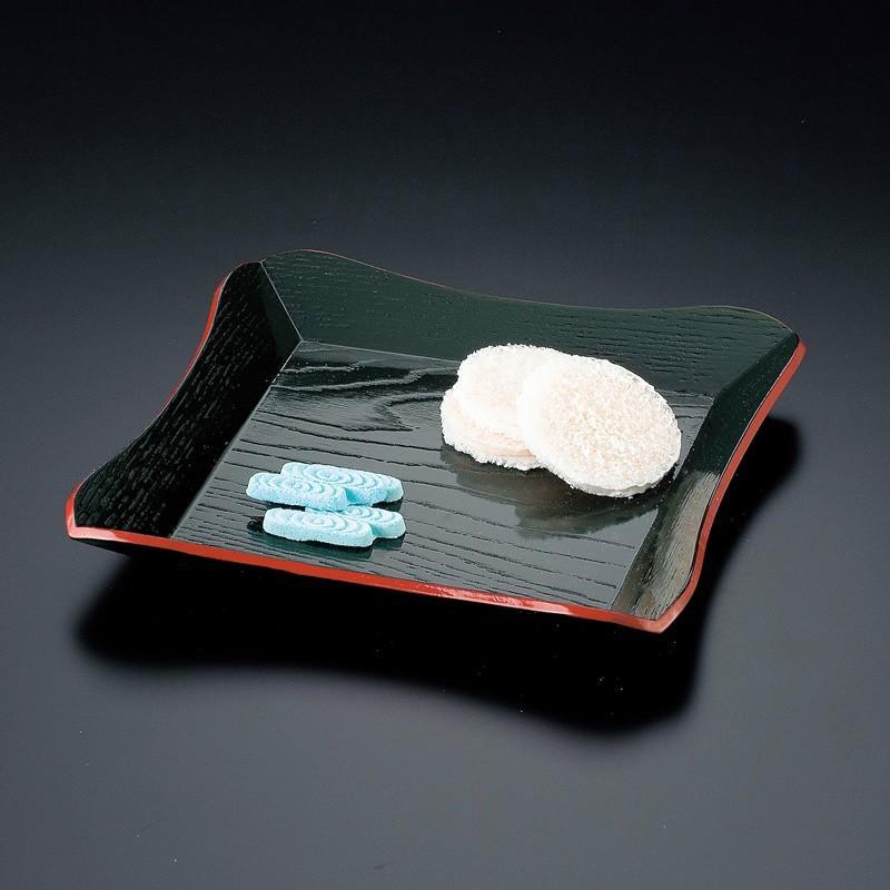 糸巻干菓子器 青漆爪紅 淡々斎好写（23角×H 2.5cm）（木製） : お