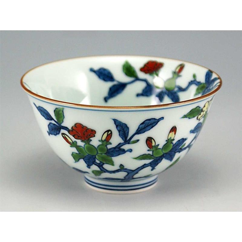 源右衛門窯 染錦柘榴絵 飯碗 有田焼 ご飯茶碗 : 陶器たて石 Yahoo!店