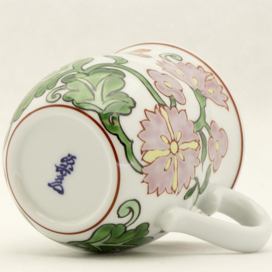 源右衛門窯 赤絵更紗家紋No.3 マグカップ : 陶器たて石 Yahoo!店