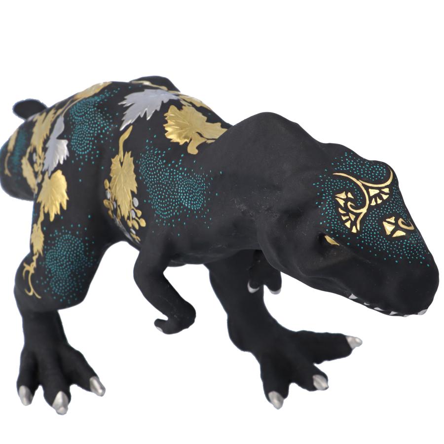 九谷焼 九谷サウルス 青粒 / 仲田錦玉 ｜ 桐箱入り 恐竜 置物 オブジェ