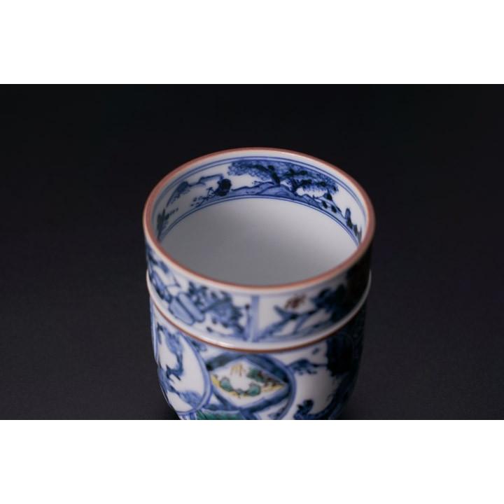九谷焼 蓋付湯呑 色絵祥瑞 / 山本長左（宮内庁御用窯） 和食器 湯呑み