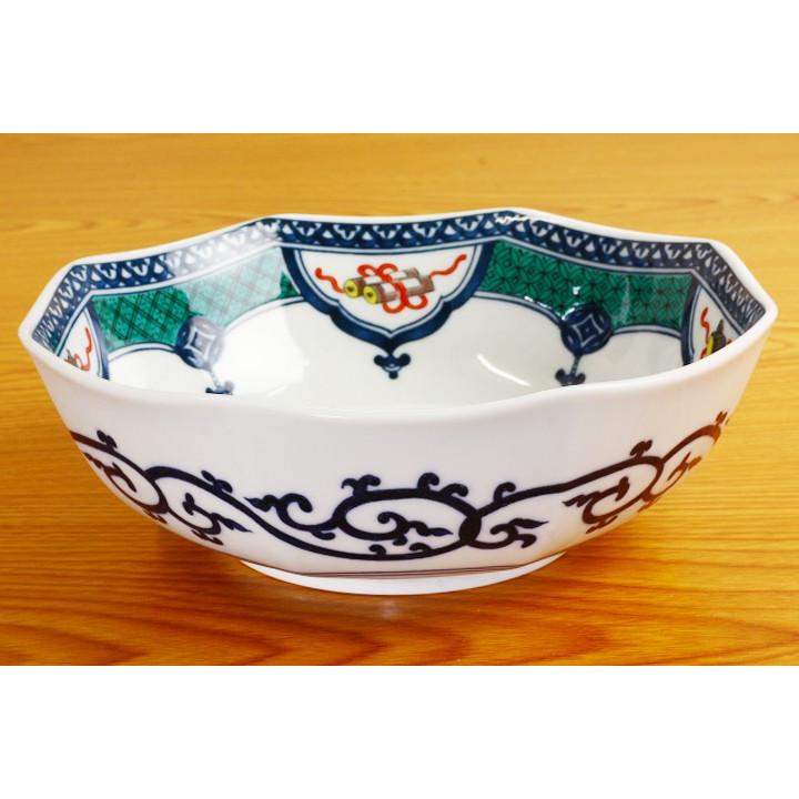 九谷焼 7号鉢 染付宝紋花鳥 / 青郊窯 和食器 中鉢 盛鉢 人気 ギフト
