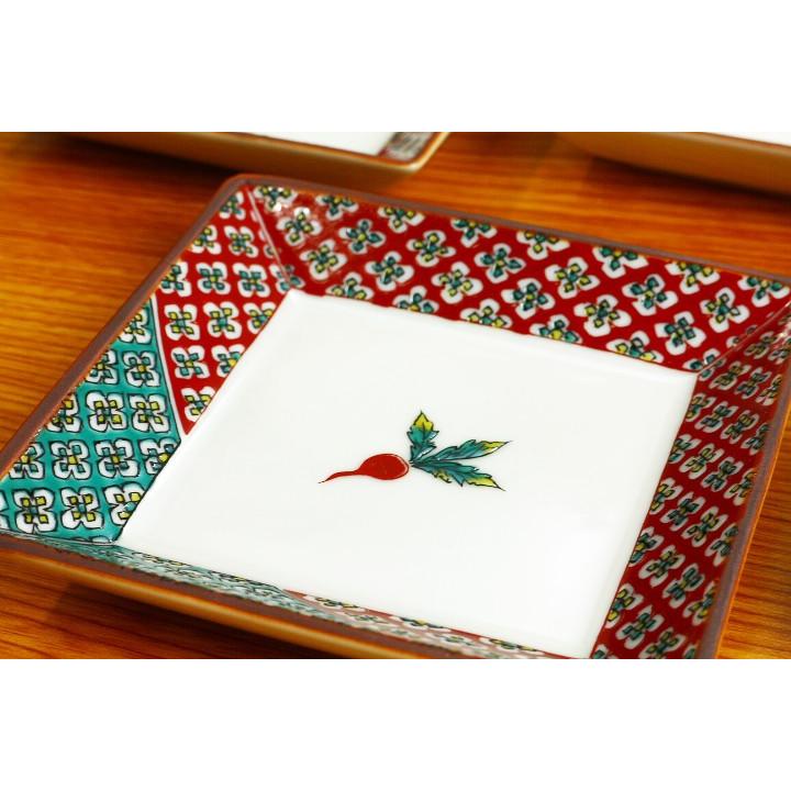 九谷焼 3号皿揃 赤かぶ / 青郊窯 和食器 皿 人気 ギフト セット 贈り物