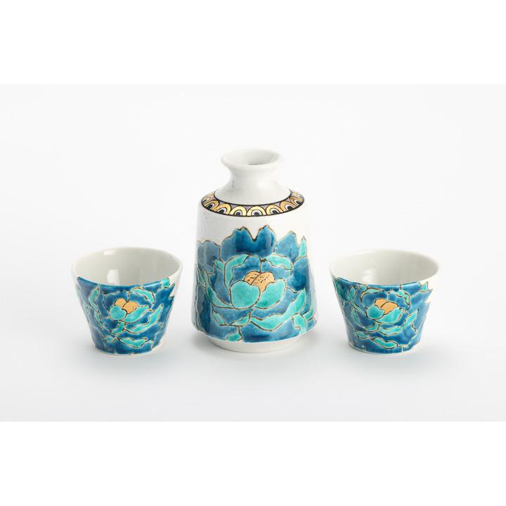 九谷焼 酒器揃 牡丹 碧 / 佐藤剛志 和食器 酒器 セット 人気 ギフト