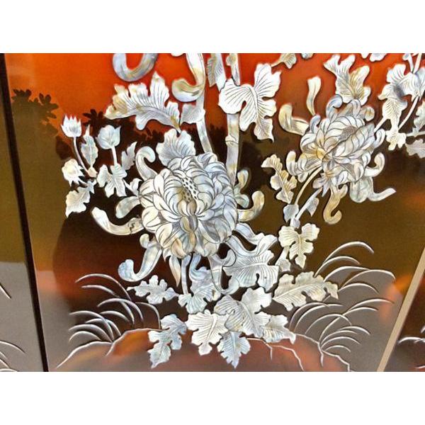 絵画 工芸品 漆 ◇ 屏風 花鳥螺鈿屏風 中国製 四曲一隻 漆芸