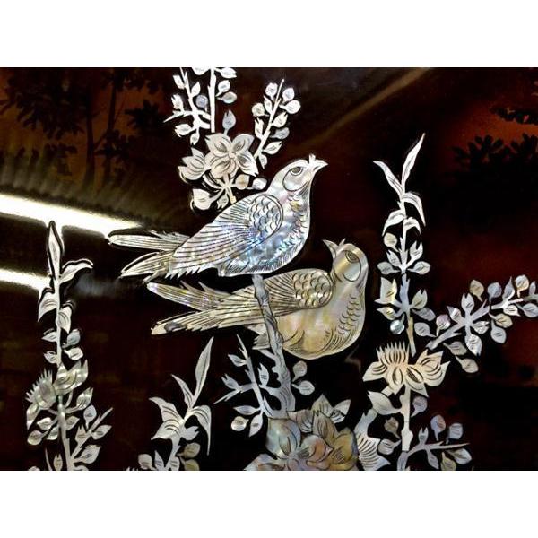 絵画 工芸品 漆 ◇ 屏風 花鳥螺鈿屏風 中国製 四曲一隻 漆芸