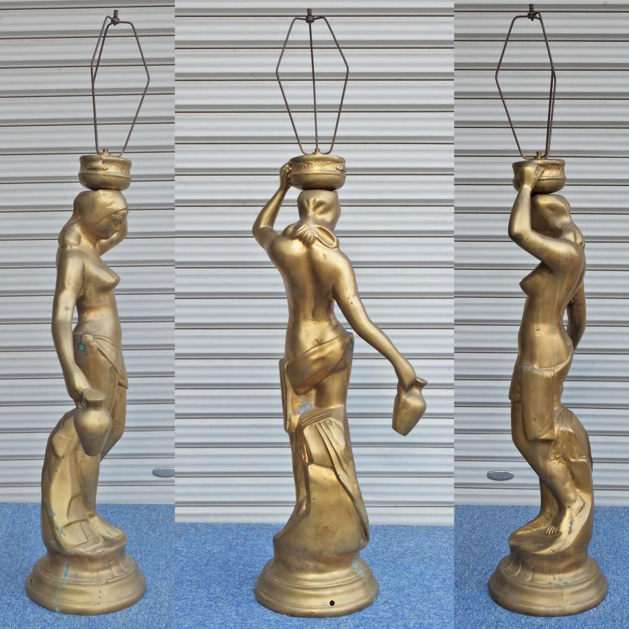 送料無料 ◇ 金属製 アンティーク調 ブロンズ像 壺を持つ女性 【B