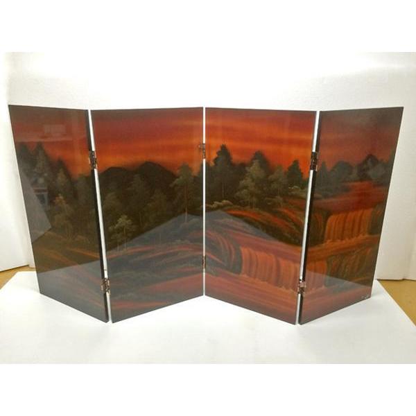 絵画 工芸品 漆 ◇ 屏風 四曲一隻 九雀 螺鈿 インテリア : 日本