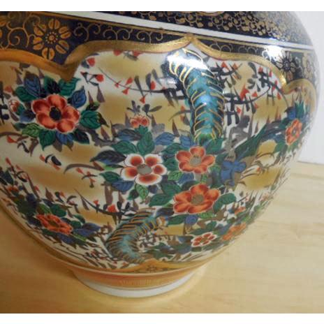 九谷焼 送料無料 ◇ 工芸品 陶磁器 ◇ 九谷焼き 大型つぼ ◇ 幅450