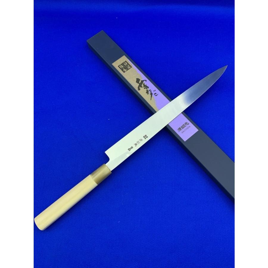 源昭忠 青ニ鋼 柳刃包丁 330mm 尺一 福本作 水野鍛錬所 本鍛錬 水牛柄