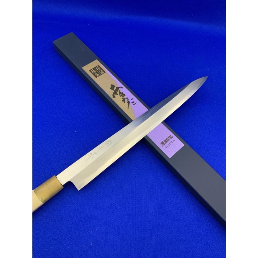 源昭忠 青ニ鋼 柳刃包丁 330mm 尺一 福本作 水野鍛錬所 本鍛錬 水牛柄