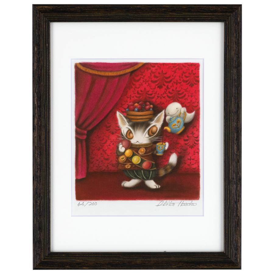 猫 のダヤン 「 赤い部屋のマカロン 」 縦42.5×横33.5cm 絵本作家 池田