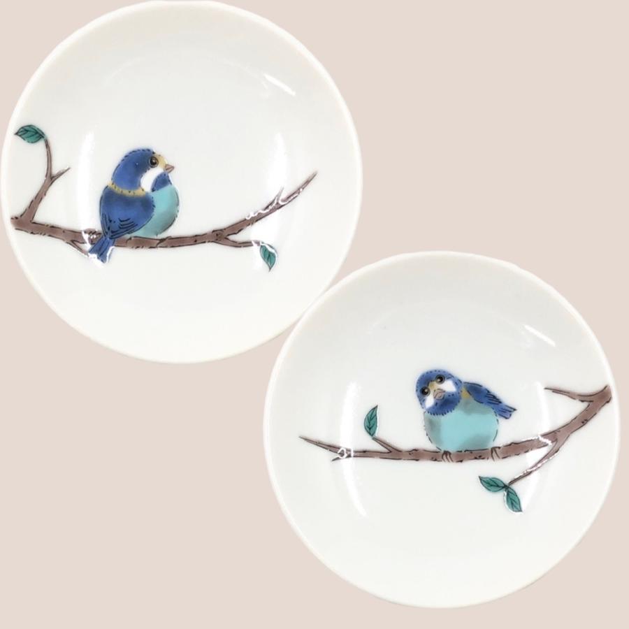 九谷焼 山雀 豆皿 3号皿揃 5枚セット 10cm 小皿 セット おしゃれ 鳥