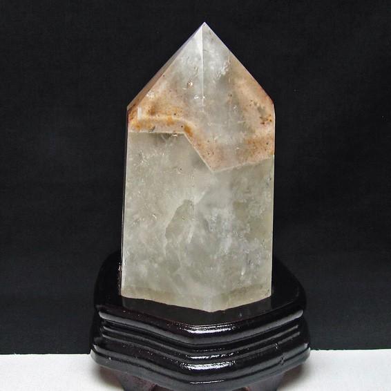 2.2Kg 水晶 六角柱 白水晶 水晶ポイント 虹入り 台座付属 送料無料