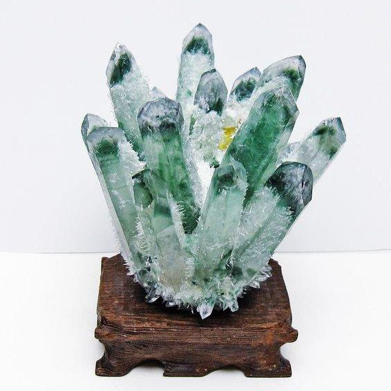 緑水晶 クラスター 原石 台座付属 一点物 [送料無料] 182-7395