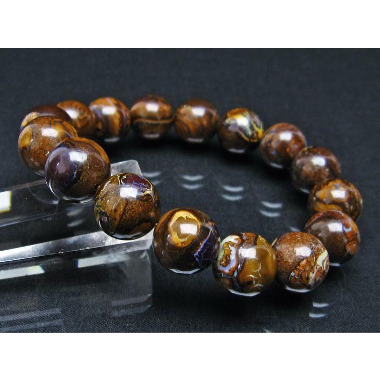 ボルダーオパール ブレスレット 14mm アイアンオパール 一点物 送料