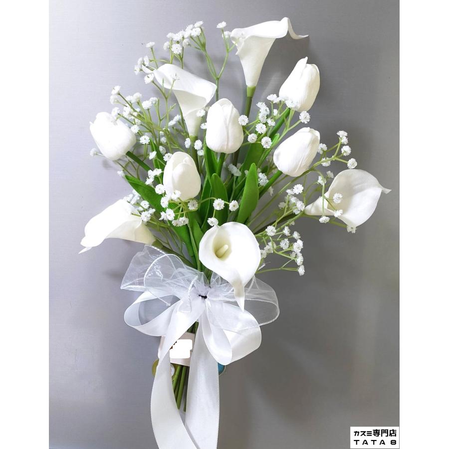 結婚式43*30cmブーケ2点セット(新郎ブートニア付) 造花の花束