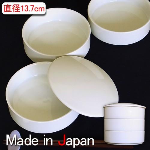 13.5cm 重箱 三段 (大) 白磁 陶器 三段重 お重 白 3段 クリスマス