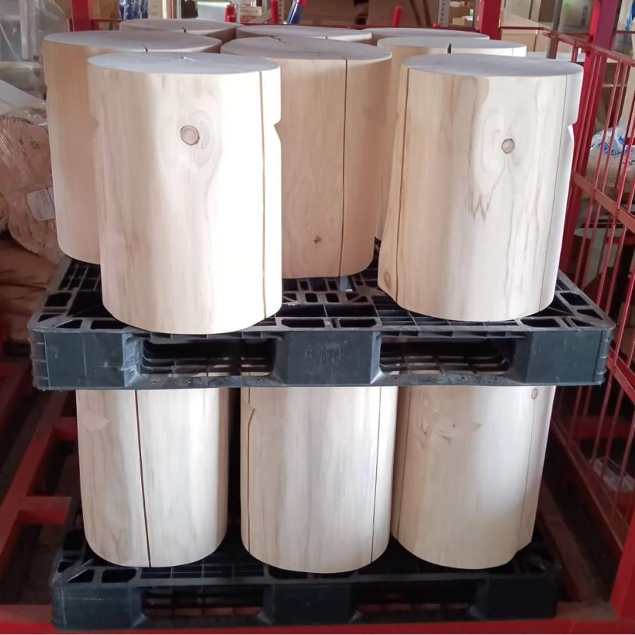 4脚セット) 特選国産ひのき 丸太椅子 (取手付) 直径約35cm前後 高さ約