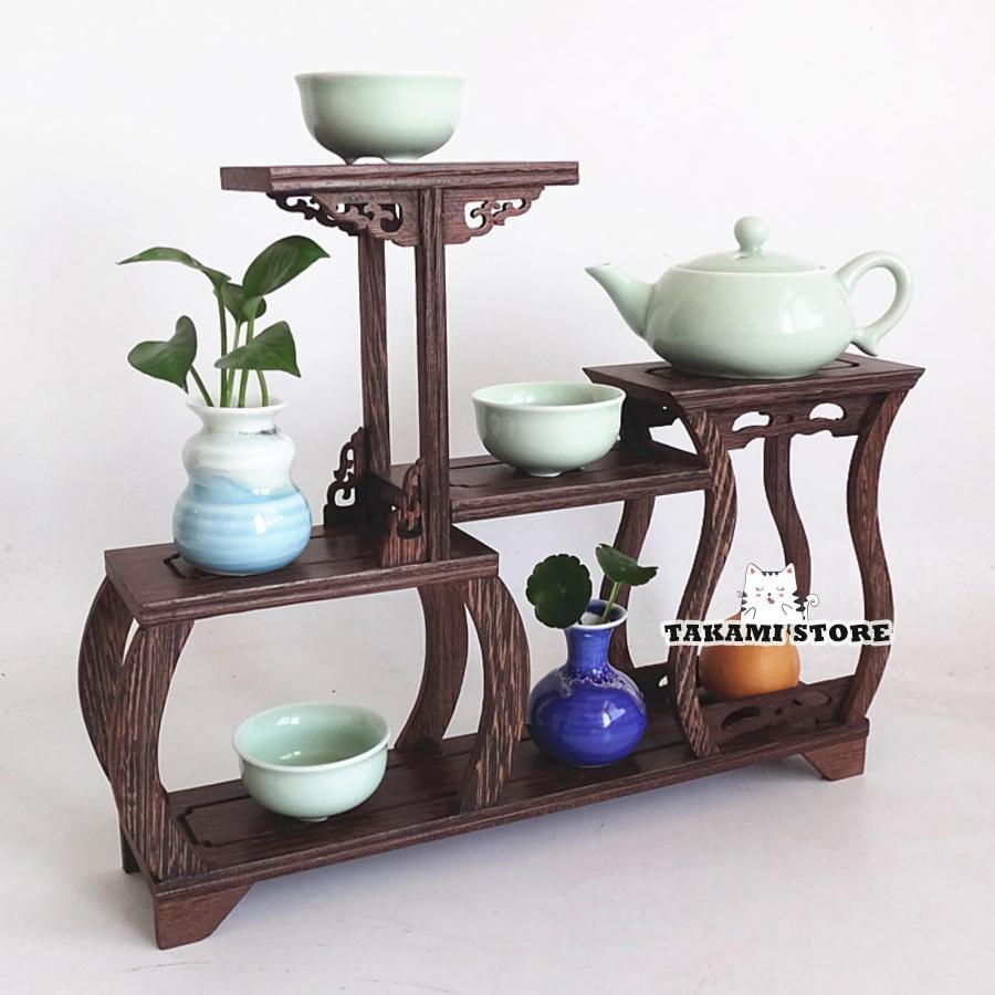 卓上収納 省スペースで飾れるひな人形棚 木製アンティーク調飾り棚