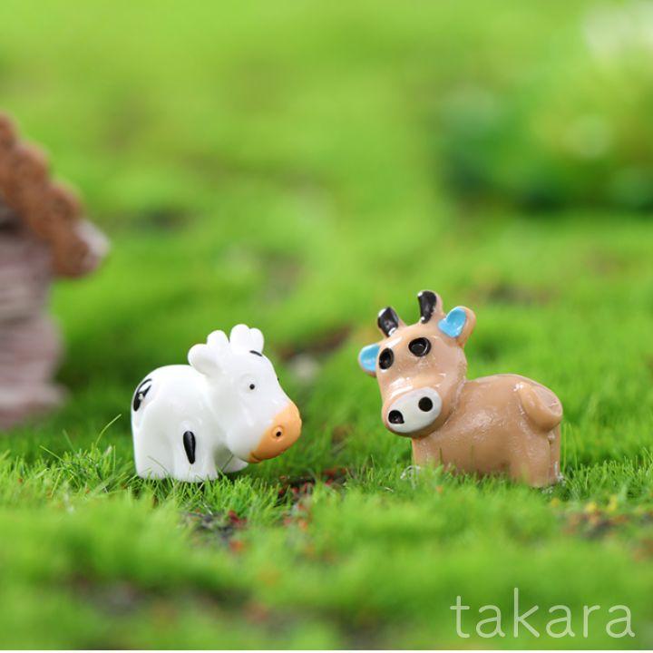 牛模型 ベージュ白 うし 1個 動物 フィギュア テラリウム ミニ