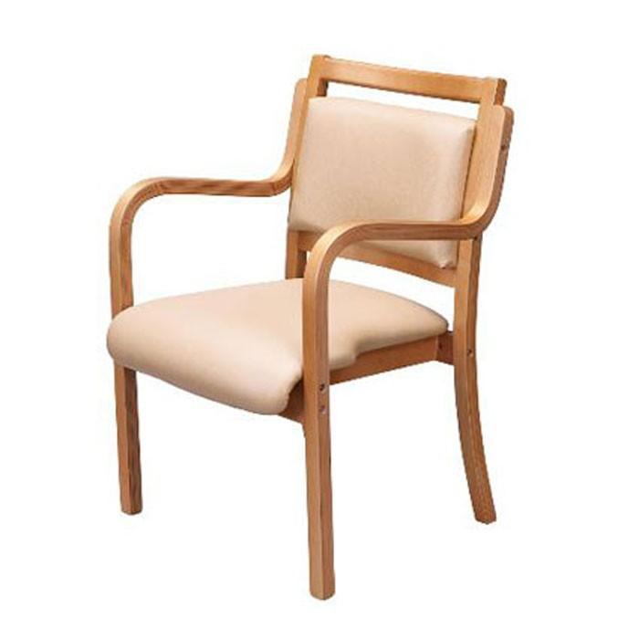 介護用イス ダイニングチェア 木製 1脚 完成品 肘付き 肘掛け 椅子