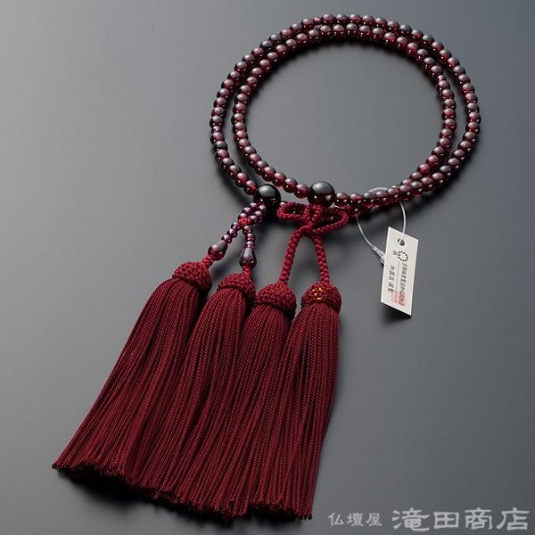 仏壇屋 滝田商店 数珠 浄土真宗 女性用 ガーネット 8寸 宗派別念珠