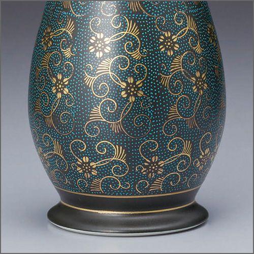 仏壇屋 滝田商店 仏壇用花瓶・お盆用花瓶 九谷焼 青粒鉄仙 8号(一対