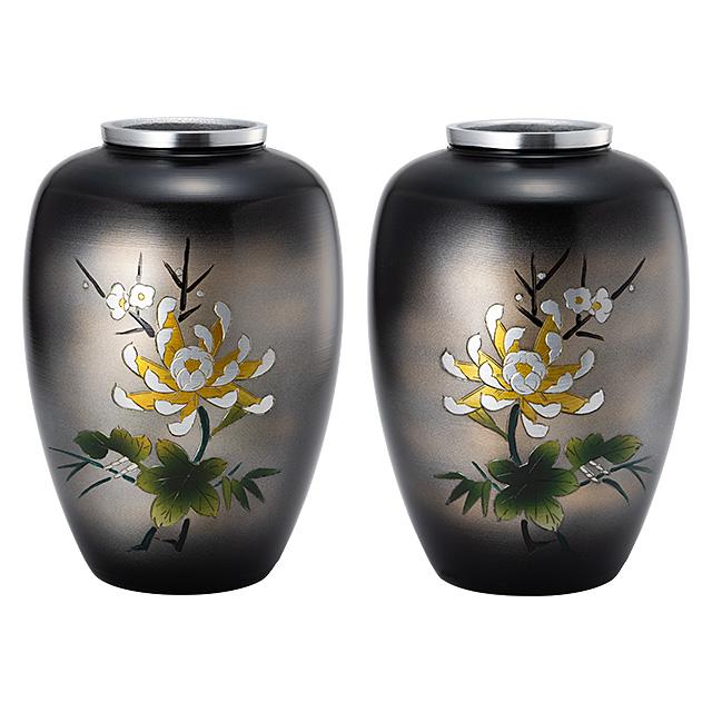 仏壇屋 滝田商店 仏壇用花瓶・お盆用花瓶 アルミ製 太夏目型 菊四君子