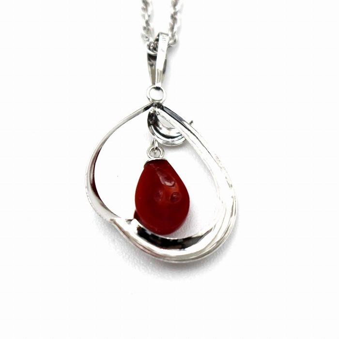 血赤珊瑚 ペンダント 高知産 チアカサンゴ 18金ホワイトゴールド