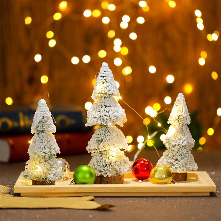 クリスマス限定 クリスマスツリー 卓上 3点セット 雪付き ミニツリー