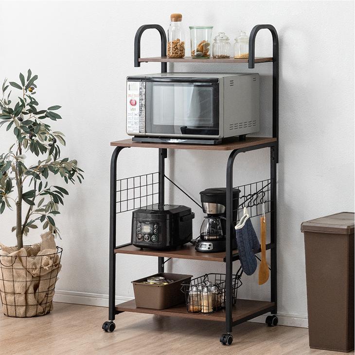 タンスのゲン 25日正午〜+3% レンジ台 幅60 キッチンワゴン キャスター