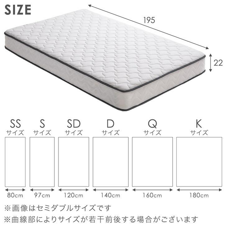 タンスのゲン マットレス シングル 厚み22cm 線径2.3mm ベッドマット